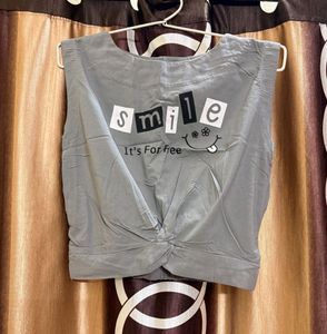 Grey Jacket And Crop Top