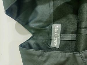 Black Faux Leather Pinafore Dress S/M