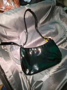Shiny Black Hobo Bag