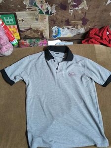 Gray Polo Shirt with Black Trim