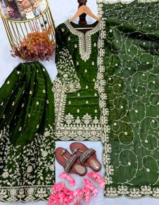 Elegant Teal Embroidered Suit Set