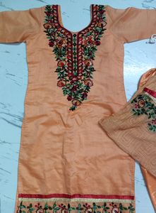 Beautiful Light Orange Suit Set With Dupatta