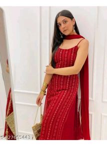 Red Kurta Set