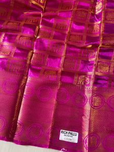 Royal Blue &amp; Pink Silk Saree with Elephant Motif