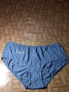 Blue Cotton Briefs with Floral Print