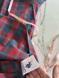 Classic Red &amp; Teal Plaid Flannel Shirt