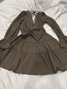 Chic Brown Tiered Mini Dress