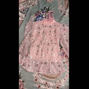 Summer Pink Floral sheer top Brand new