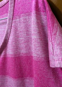 Stripped Top Crew Neck Pink And White