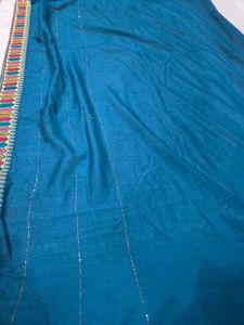Embroidered Teal Blue saree