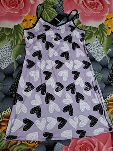 shein spaghetti strap contrast trim heart Print