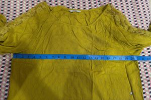 Only - Mustard Yellow Lace Detail Peplum Top