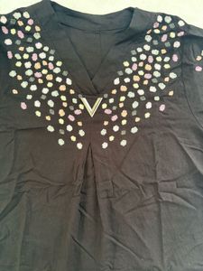 Black Kurta with Colorful Embroidery