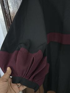 Black Dress with Maroon Accents