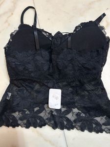 Floral Lace Black Bralette