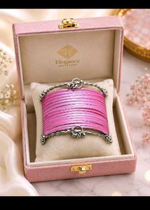 Elegant Pink Bangle Set with Box