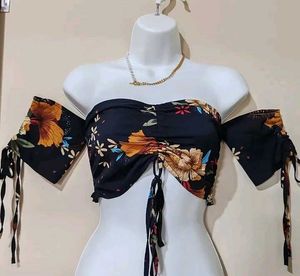 Boho Floral Print Off-Shoulder Top