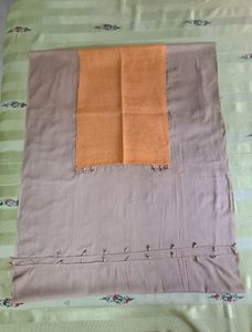 Beige Cotton Dupatta with Mustard jute Panel