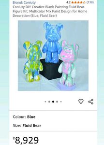 3 Unique Decorative Painted Bear Figurines