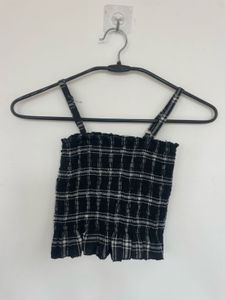 Cute Plaid Smocked Cami Top