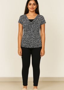 Leaf Print Cowl Neck Top