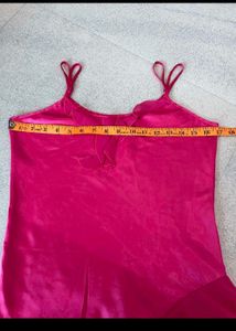 Bright Pink Ruffled Slip Dress