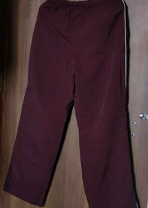 Maroon Track Pants with Stripes