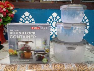 3 Pieces Twin Star Air Tight Round Lock Containers