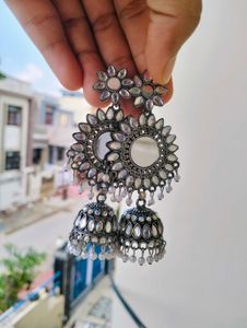 Silver Jhumka Earrings