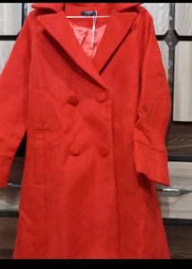 Chic Red Double-Breasted Coat