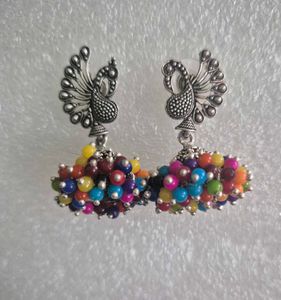 Peacock Jhumka Earrings - Unused