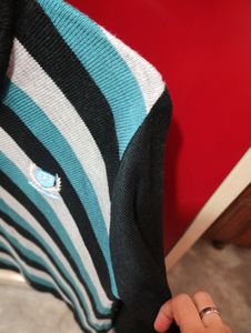 Check Color Sweater With Detachable Hoodie