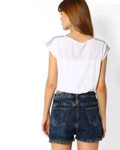 Embroidered White Crop Top