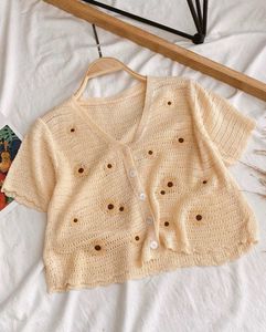 Crochet Daisy Button-Up Top