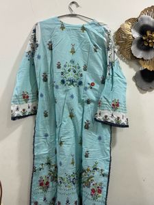 Light Blue Floral Print Kurta