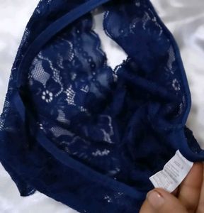 Navy Lace Thong Panty