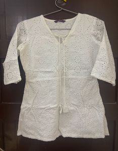 Libas White Schiffli Top