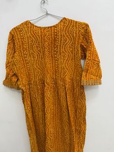Yellow Bandhani Print Kurta