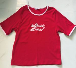 Cute Red “stress less” top