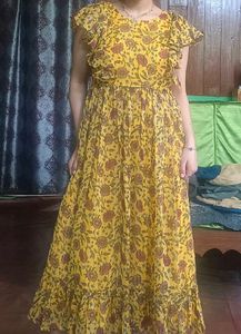 Vintage mustard yellow midi dress