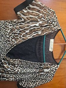 Leopard Print V-Neck Midi Dress