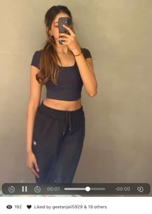 H&amp;m Navy Blue Ribbed Crop Top