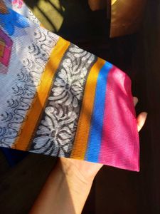 Elegant Blue &amp; Pink Saree