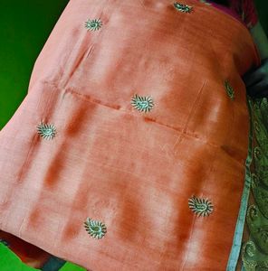 Peach Embroidered Saree