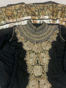 Elegant Black &amp; Gold Anarkali Dress