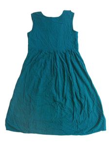 Women’s Teal Blue Embroidered Ethnic Gown Dress