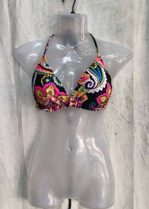 7249. Vibrant Paisley Print Bikini Top