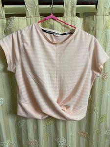 Striped Twist Front Crop Top