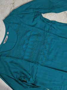 Teal Embroidered Kurta