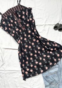 Black Floral Print short kurti